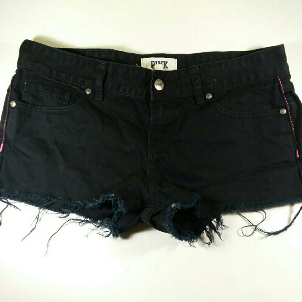 Pink Victoria's Secret Cut-Off Black Jeans Shorts